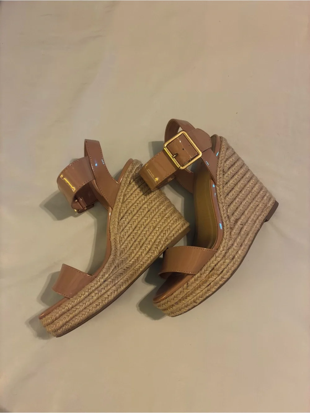 Womens Nude Platform Espadrille Wedge Sandals